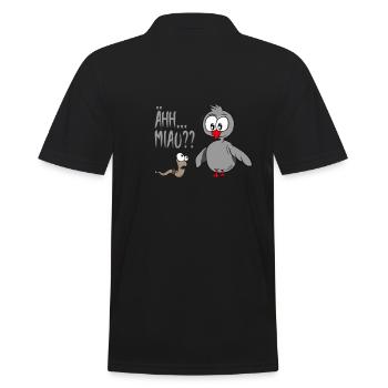 Ähhh Miau? Frecher Wurm mit Vogel - Männer Poloshirt - Schwarz - Hinten - Kai (181cm)