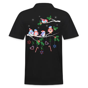 Vögel im Winter auf einem Ast Vogel - Männer Poloshirt - Schwarz - Hinten - Kai (181cm)