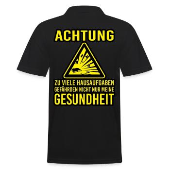 Lustige Sprüche Zocken Hausaufgaben Schule Schüler - Männer Poloshirt - Schwarz - Hinten - Kai (181cm)