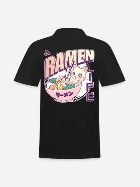 Doux Chat Ramen Japonais Nouilles Style - Polo Homme - noir