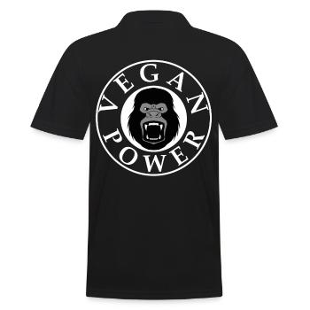 Vegan Power Gorilla Shirt , Veganer, Légumes, Tofu - Polo Homme - noir - Dos - Kai (181cm)