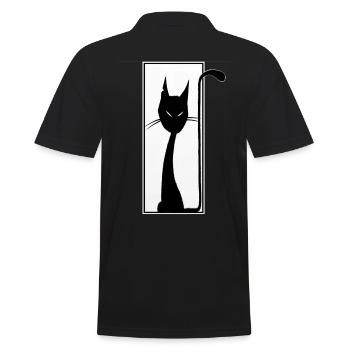 schwarze Katze, schwarzer Kater, lustig, gruselig - Männer Poloshirt - Schwarz - Hinten - Kai (181cm)