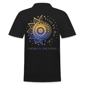 Love By The Sun Dream By The Moon Boho Gift - Men's Polo Shirt - black - Back - Kai (181cm)