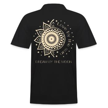 Love By The Sun Dream By The Moon Boho Gift - Men's Polo Shirt - black - Back - Kai (181cm)