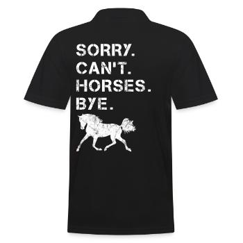 Lustiger Pferdespruch Reiterin - Männer Poloshirt - Schwarz - Hinten - Kai (181cm)