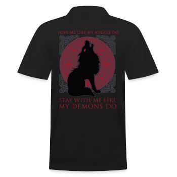 Fenriswolf Fenrir Wolf Dämon Geschenk - Männer Poloshirt - Schwarz - Hinten - Kai (181cm)