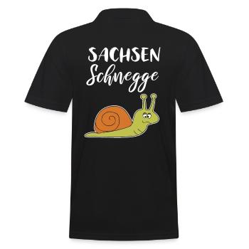 Sachsenschnegge Sächischer Dialekt - Männer Poloshirt - Schwarz - Hinten - Kai (181cm)