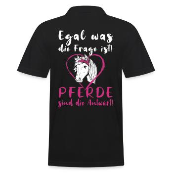 Pferde Reiterin Lustiger Spruch - Männer Poloshirt - Schwarz - Hinten - Kai (181cm)