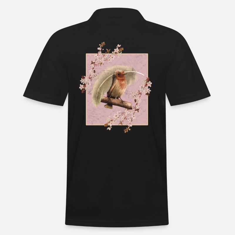 Japan Kirschblüten Vogel - Männer Poloshirt - Schwarz