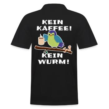 Müder Vogel mit Kaffee - Männer Poloshirt - Schwarz - Hinten - Kai (181cm)
