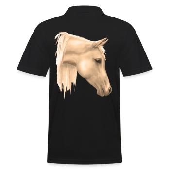 Pferdemotiv - Männer Poloshirt - Schwarz - Hinten - Kai (181cm)