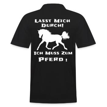 Pferde Reiterin Lustiger Spruch - Männer Poloshirt - Schwarz - Hinten - Kai (181cm)