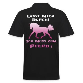 Pferde Lustiger Spruch - Männer Poloshirt - Schwarz - Hinten - Kai (181cm)