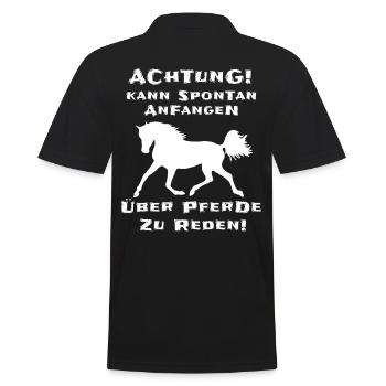 Pferde Reiterin Lustiger Spruch - Männer Poloshirt - Schwarz - Hinten - Kai (181cm)
