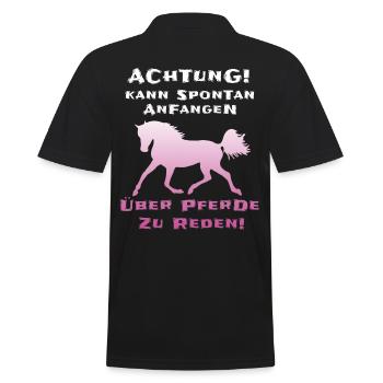 Pferde Reiterin Lustiger Spruch - Männer Poloshirt - Schwarz - Hinten - Kai (181cm)