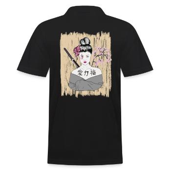 Démons Japonais Geisha Vintage - Polo Homme - noir - Dos - Kai (181cm)