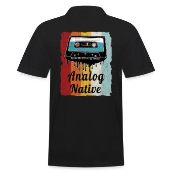 Retro Cassette Fan Cassette Motif - Men's Polo Shirt - black - Back - Kai (181cm)