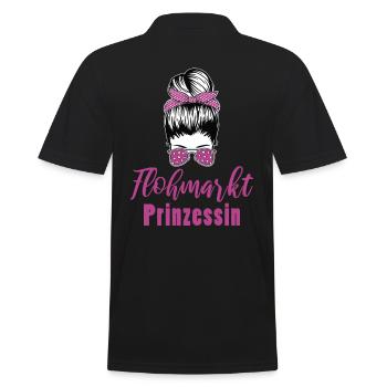 Flohmarkt Trödelmarkt Frauen - Männer Poloshirt - Schwarz - Hinten - Kai (181cm)