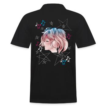 Manga Girl avec Casque Anime - Polo Homme - noir - Dos - Kai (181cm)