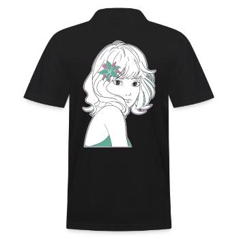 Manga Girl Anime - Männer Poloshirt - Schwarz - Hinten - Kai (181cm)