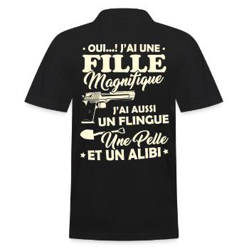 T-shirt pour Père - J'ai une Fille Magnifique - Polo Homme - noir - Dos - Kai (181cm)