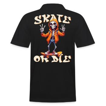 Skate or die : skull squelette Skateboard humour - Polo Homme - noir - Dos - Kai (181cm)