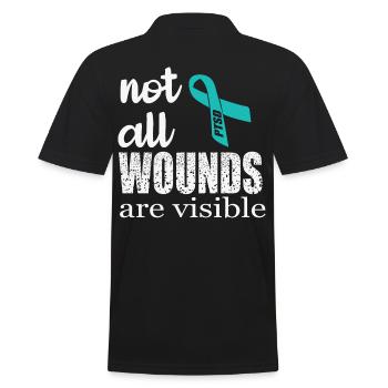 Nicht alle Wunden sind sichtbarE PTSD - Männer Poloshirt - Schwarz - Hinten - Kai (181cm)