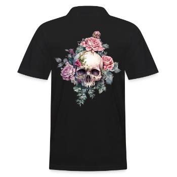 Crâne avec des roses - Polo Homme - noir - Dos - Kai (181cm)