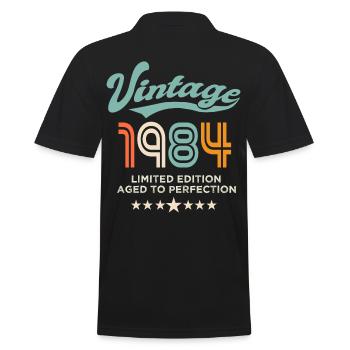 Born in 1984 Birthday 1984, 40 years old - Men's Polo Shirt - black - Back - Kai (181cm)