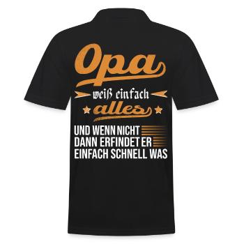 Opa Geschenkidee Opa weiß alles Spruch Großvater - Männer Poloshirt - Schwarz - Hinten - Kai (181cm)