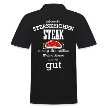 Sternzeichen Steak - Männer Poloshirt - Schwarz - Hinten - Kai (181cm)