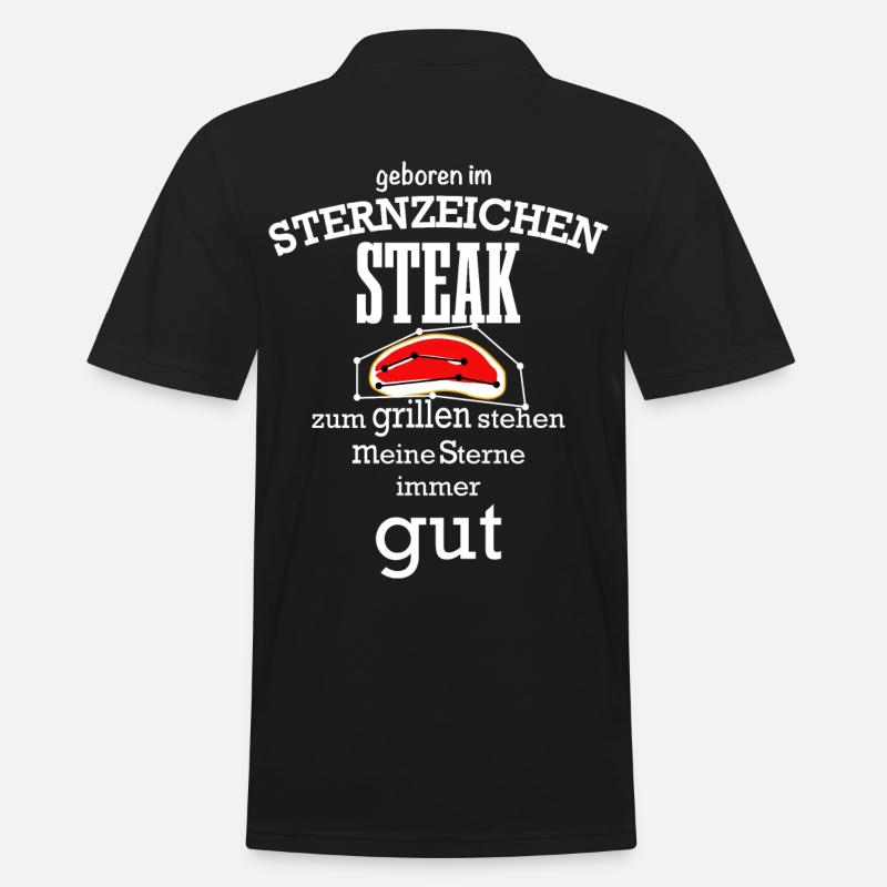 Sternzeichen Steak - Männer Poloshirt - Schwarz