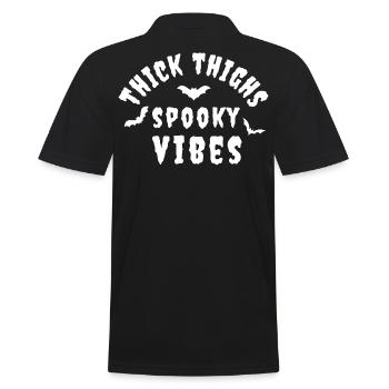 dicke Oberschenkel gruselige Vibes - Männer Poloshirt - Schwarz - Hinten - Kai (181cm)