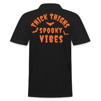 dicke Oberschenkel gruselige Vibes - Männer Poloshirt - Schwarz - Hinten - Kai (181cm)