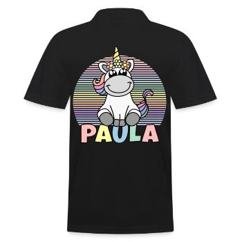 Paula Einhorn Name - Männer Poloshirt - Schwarz - Hinten - Kai (181cm)