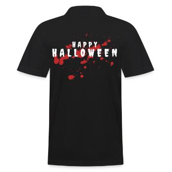 MOTIF HAPPY HALLOWEEN AVEC CITROUILLE D’HORREUR - Polo Homme - noir - Dos - Kai (181cm)