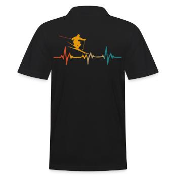 Skifahrer Herzschlag - Männer Poloshirt - Schwarz - Hinten - Kai (181cm)
