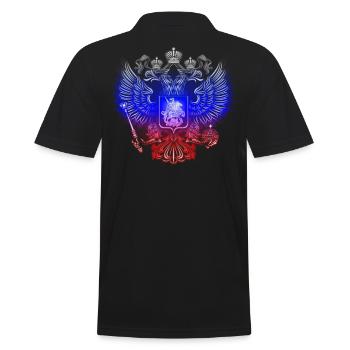 Russisches Wappen - Männer Poloshirt - Schwarz - Hinten - Kai (181cm)