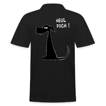 lustiger Comic Hund mit dem Spruch "HEUL DOCH !" - Männer Poloshirt - Schwarz - Hinten - Kai (181cm)