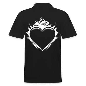 2reborn heart heart fire fire retro tattoo wh - Men's Polo Shirt - black - Back - Kai (181cm)
