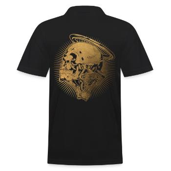 Screwdriver God Piston Skull - Vintage Gold Edition - Men's Polo Shirt - black - Back - Kai (181cm)