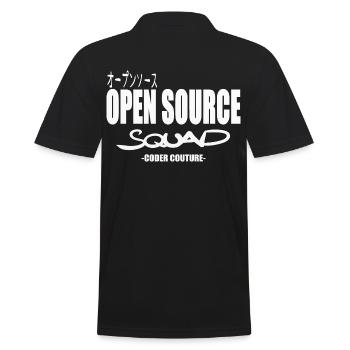LUZILLION CODER COUTURE, OPEN SOURCE SUPPORTER - Männer Poloshirt - Schwarz - Hinten - Kai (181cm)