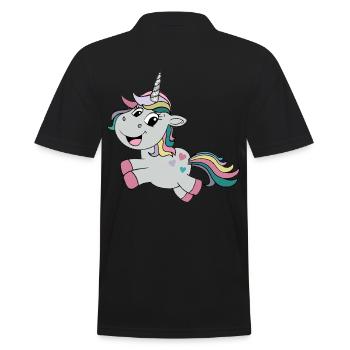 Einhorn - Männer Poloshirt - Schwarz - Hinten - Kai (181cm)
