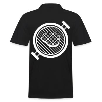 BBQ Grill mit Grillfleisch - Männer Poloshirt - Schwarz - Hinten - Kai (181cm)
