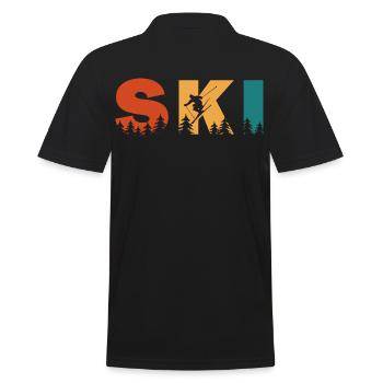 Ski. Ski-Wintersport - Männer Poloshirt - Schwarz - Hinten - Kai (181cm)
