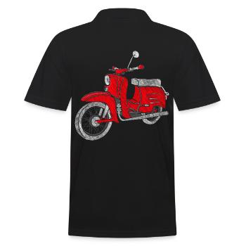 Schwalbe - DDR Moped - DDR Roller -Vintage - Männer Poloshirt - Schwarz - Hinten - Kai (181cm)