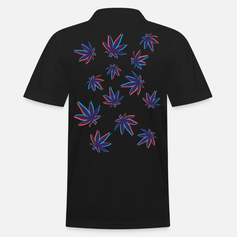Hanfblätter Cannabisblätter 3D - Männer Poloshirt - Schwarz