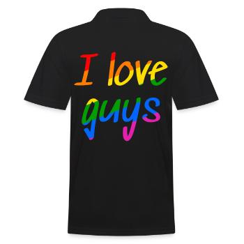 I love Guys - Gay Proud Shirt - Männer Poloshirt - Schwarz - Hinten - Kai (181cm)