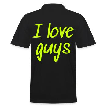 Queer Gay Statement Shirt: I love guys - Männer Poloshirt - Schwarz - Hinten - Kai (181cm)