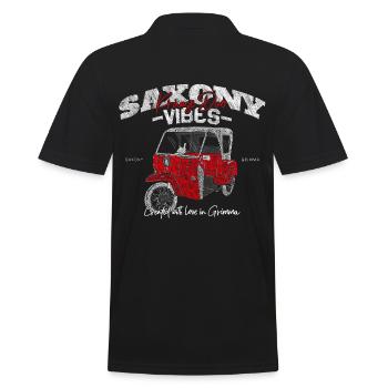 Saxony Vibes - Grimma Vibes - Krause Duo Kult - Männer Poloshirt - Schwarz - Hinten - Kai (181cm)